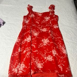 Red floral dress